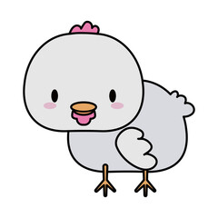 Wall Mural - cute hen baby kawaii, line and fill style icon