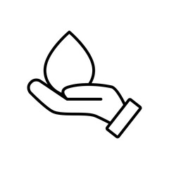 Sticker - hand with water drop icon, line style