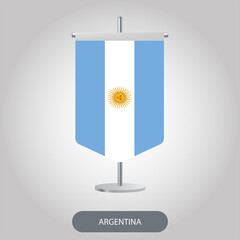 Argentina vertical table flag on light grey background. Argentina vertical desk flag isolated on grey background.