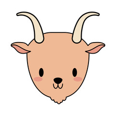 Canvas Print - head of goat baby kawaii, line and fill style icon