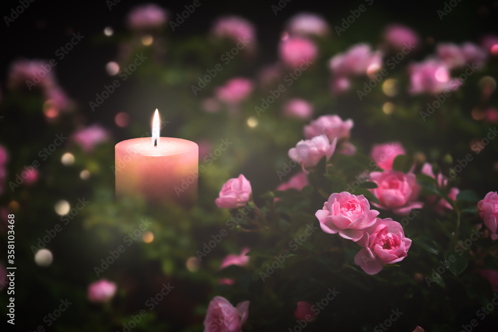 trauer blumen kerze Stock Photo