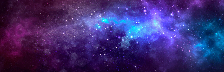 vector cosmic watercolor illustration. colorful space background with stars