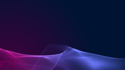 Canvas Print - dot blue purple wave line light gradient dark background. abstract technology big data digital backg