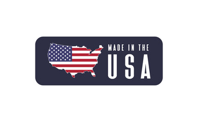 Made in USA badge. United States of America flag colors. American patriotism sign.