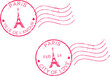 Postal grunge stamps 'Paris-city of love'.St. Valentine's day concept. French and english inscription.