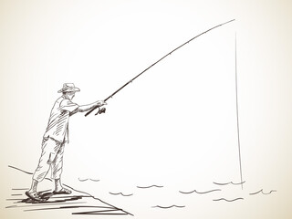 Wall Mural - fishing man