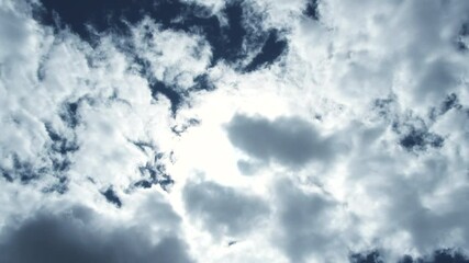 Wall Mural - Bright Blue Cloudy Sky Becomes Clear Time Lapse
