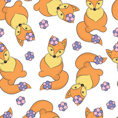 Poster - Seamless pattern with red foxes