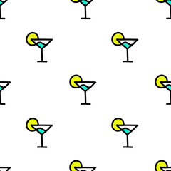 Wall Mural - cocktail seamless doodle pattern, vector color illustration