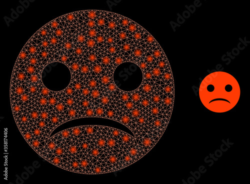 Fotografía Glowing web network sad smiley with glowing spots