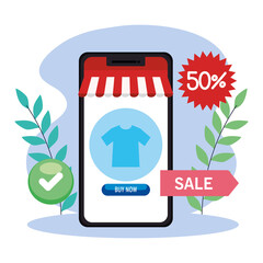Wall Mural - shopping online on website or mobile, concept marketing and digital marketing in smartphone, discoun