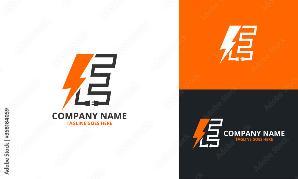 Flash E Letter Logo Icon Template. Illustration vector graphic. Design ...
