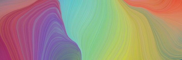 Poster - colorful and elegant vibrant abstract art waves graphic with curvy background design with rosy brown, antique fuchsia and medium aqua marine color