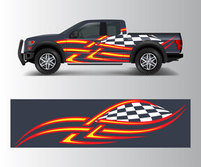 Wall Mural - Racing graphic background vector for Truck, Pickup and vehicle branding. vinyl and wrap design vector