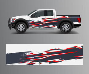 Wall Mural - Racing graphic background vector for Truck, Pickup and vehicle branding. vinyl and wrap design vector