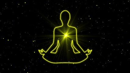 Wall Mural - Meditation Silhouette With Light Rays