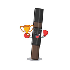 Sticker - An elegant boxing winner of eyebrow pencil caricature design concept