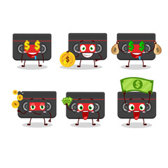 Poster - Retro cassette cartoon character with cute emoticon bring money