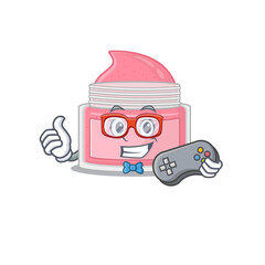 Sticker - Cartoon Mascot design of body srub gamer using controller