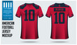 Red and Black American football jersey mockup template design.