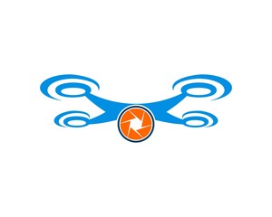 Sticker - Blue drone with orange lens camera in the middle