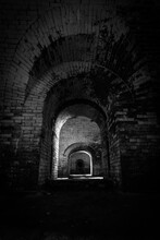 Basement Of Daugavpils Fortress In Colors And Black And White