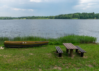 summer landscape with a lake shore, Latvia