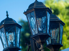 Traditional Lamppost With Rustic Vintage Brown/golden Color  