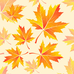 seamless pattern of maple leaves, vector illustration.