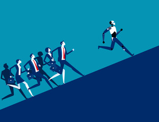 Wall Mural - Business team competition with robot. Robot VS Human. Artificial intelligence