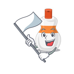 Poster - A brave body lotion mascot character design holding a white flag