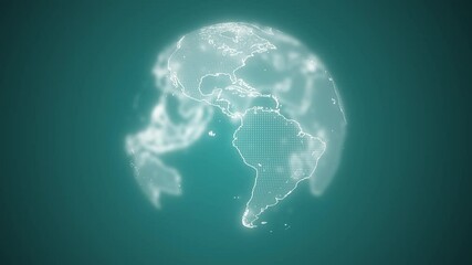Wall Mural - Business and communications background. Animation of the Earth globe rotating and illuminating the light over dark background.