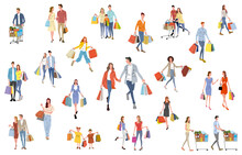 Stock Illustration: People Who Enjoy Shopping