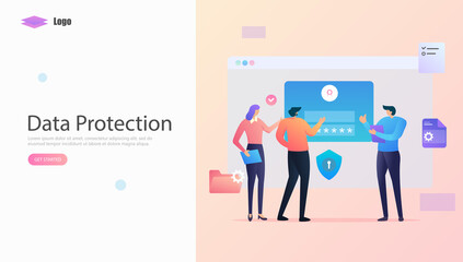 Wall Mural - Data Protection Vector Illustration Concept, Suitable for web landing page, ui, mobile app, editorial design, flyer, banner, and other related occasion