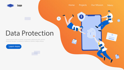 Wall Mural - Data Protection Vector Illustration Concept, Suitable for web landing page, ui, mobile app, editorial design, flyer, banner, and other related occasion
