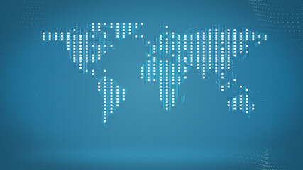 Wall Mural - business and communications background. a map with squares texture illuminating the light over dark 