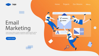 Wall Mural - Email Marketing Vector Illustration Concept, Suitable for web landing page, ui, mobile app, editorial design, flyer, banner, and other related occasion
