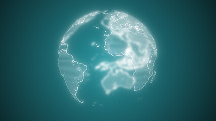 Wall Mural - Business and communications background. 3d render of the Earth globe rotating and illuminating the light over dark background.
