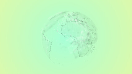 Wall Mural - Modern technology background for broadcast. Virtual digital planet Earth on light green background.