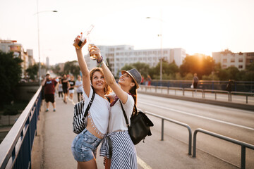 Wall Mural - Having fun while going on the summer music festival.