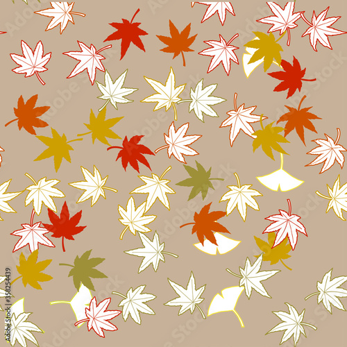 鮮やかな秋を彩る紅葉と銀杏のシームレスリピート背景素材 Vettoriale Stock Adobe Stock
