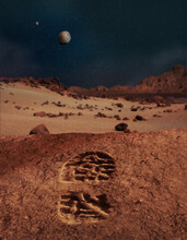 First Human Footprint On Planet Mars Soil