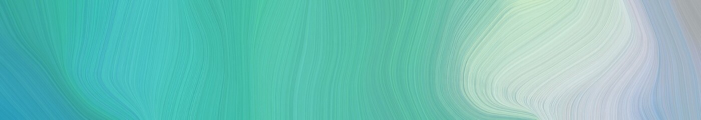 wide colored background banner with medium aqua marine, light gray and ash gray color. modern waves 
