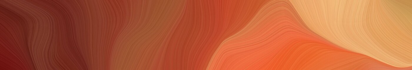 Aufkleber - wide colored background banner with sienna, sandy brown and tomato color. contemporary waves illustration