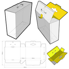 Folding Box With Handle (Internal measurement 30x12x30cm) and Die-cut Pattern. The .eps file is full scale and fully functional. Prepared for real cardboard production.