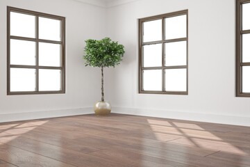 modern room with plant interior design. 3D illustration