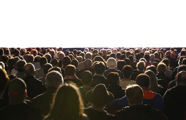 people in the audience during the event and the white screen can