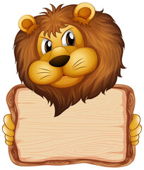 Canvas Print - Board template with cute lion on white background