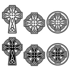 Celtic Irish cross vector design set - St Patrick's Day celebration in Ireland
