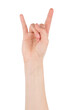 © Alexey - Hand gesture - Rock sign, isolated on a white background. female palms indicate something, blank for your design.